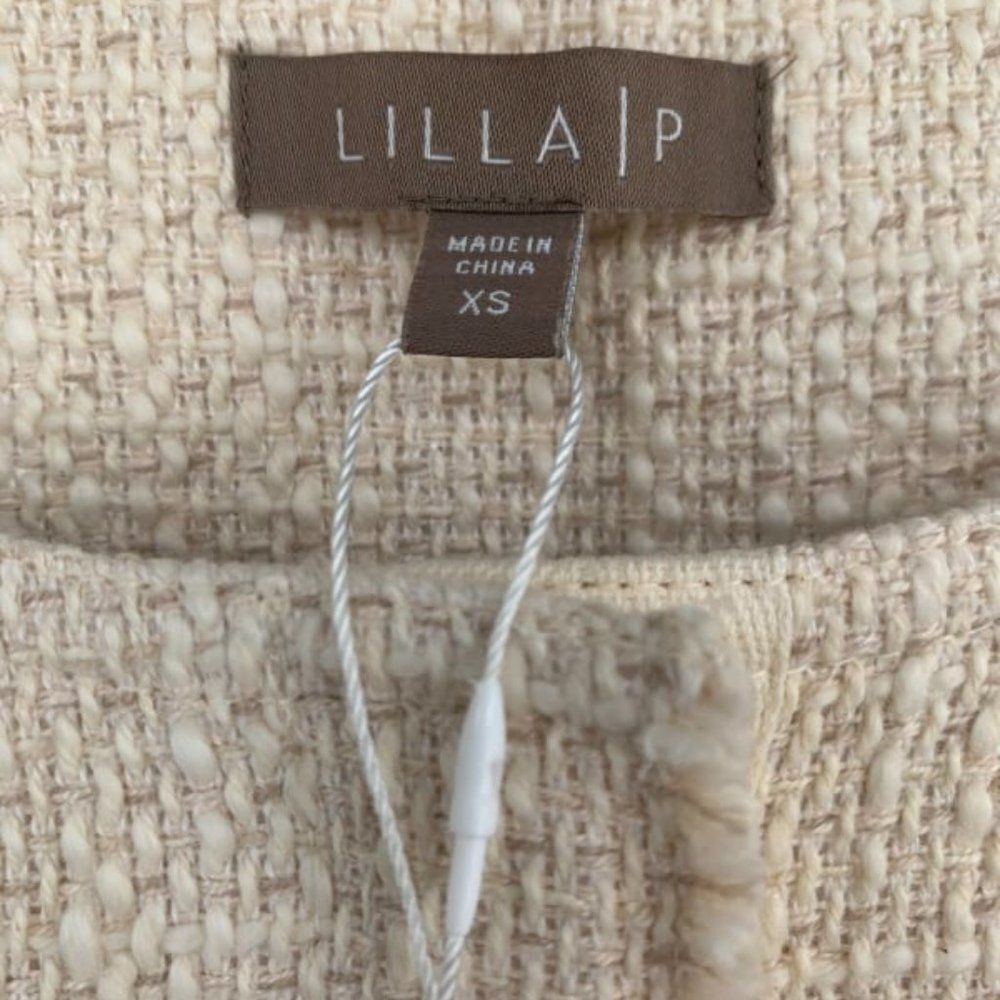 New Anthropologie Lilla P Women Tweed Long Sleeve Jacket Ivory - Picture 8 of 10